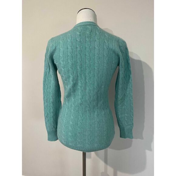 Isle of Skye Women Scotland Made Pure Cashmere Blue cardigan sweater fit sz S - Picture 2 of 11